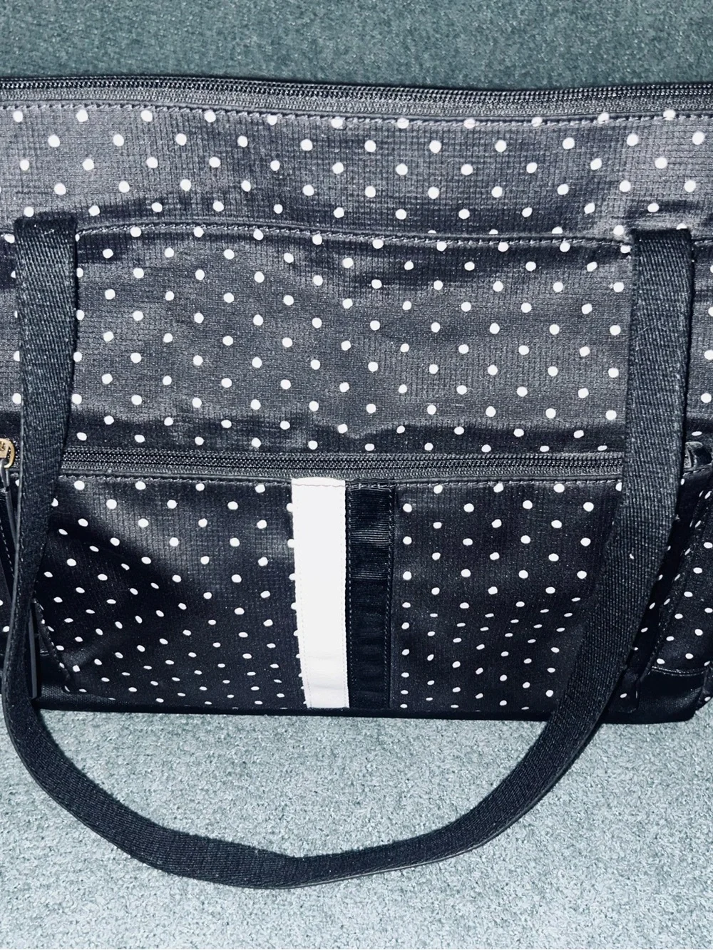 Fossil Computer Tote Black Polka Dot Tote with White Accent